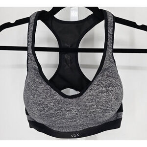 VSX Victorias Secret Sports Bra Womens Sz 36C Gray w/ Black Trim